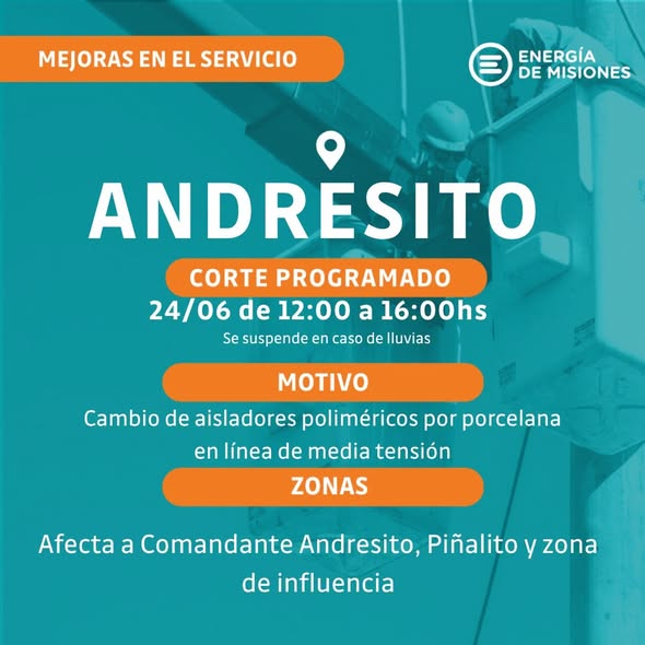 La línea eléctrica Wanda-Andresito llega a su etapa final tras reemplazar 850 postes