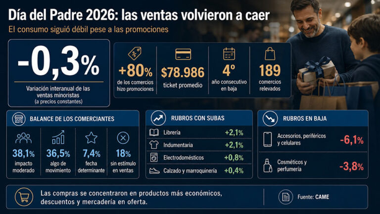 Por cuarto año consecutivo, las ventas del Día del Padre cayeron en todo el país