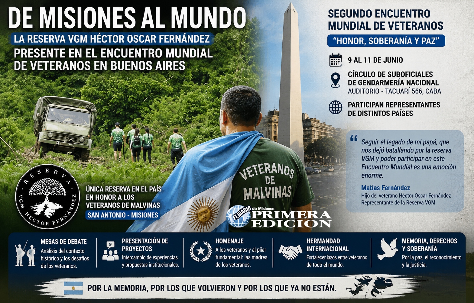 La Reserva VGM de San Antonio, única en el país en honor a los veteranos de Malvinas, fue invitada al Encuentro Mundial de Veteranos