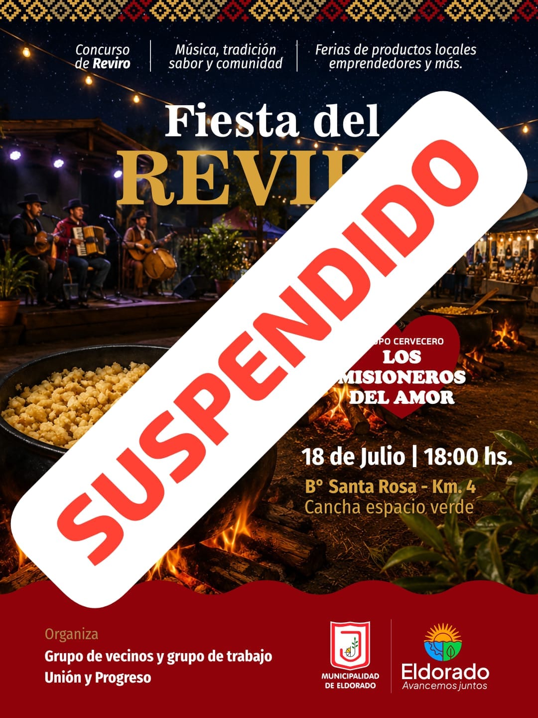 La Fiesta del Reviro de Eldorado se suspendió por las fuertes ráfagas de viento