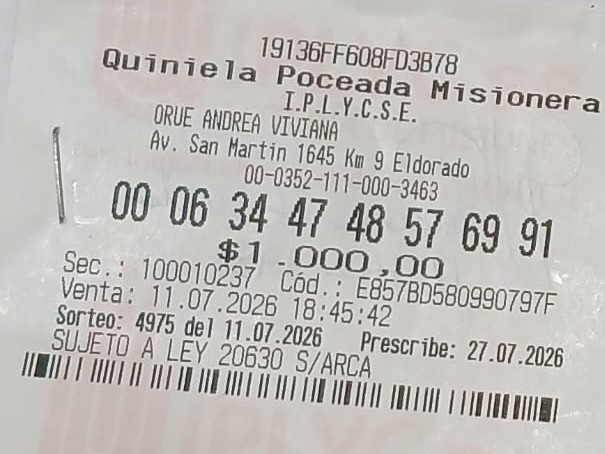 Una empleada de Eldorado ganó más de 57 millones en la Poceada Misionera