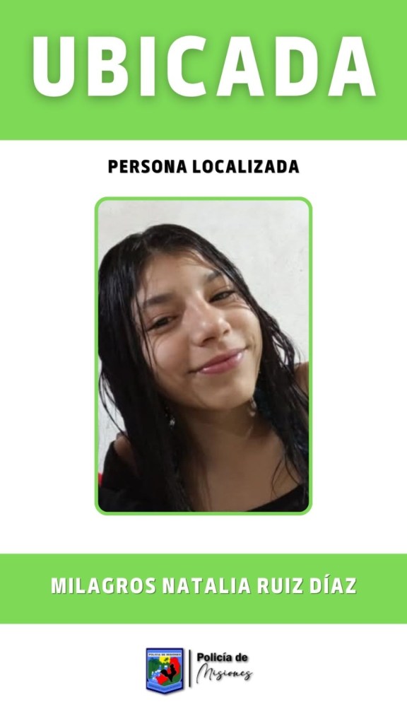 Encontraron a Milagros Ruiz Díaz: la joven de 18 años buscada en Posadas ya está…