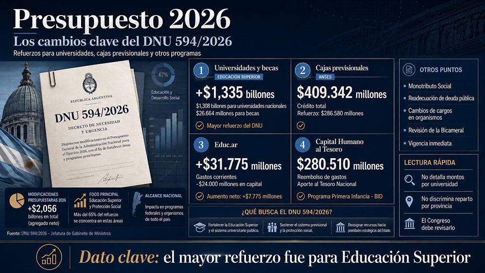 El Gobierno modificó el Presupuesto por DNU y destinó más…