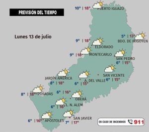 Receso invernal con buen tiempo en Misiones: frío al inicio y ascenso térmico hacia mediados de semana