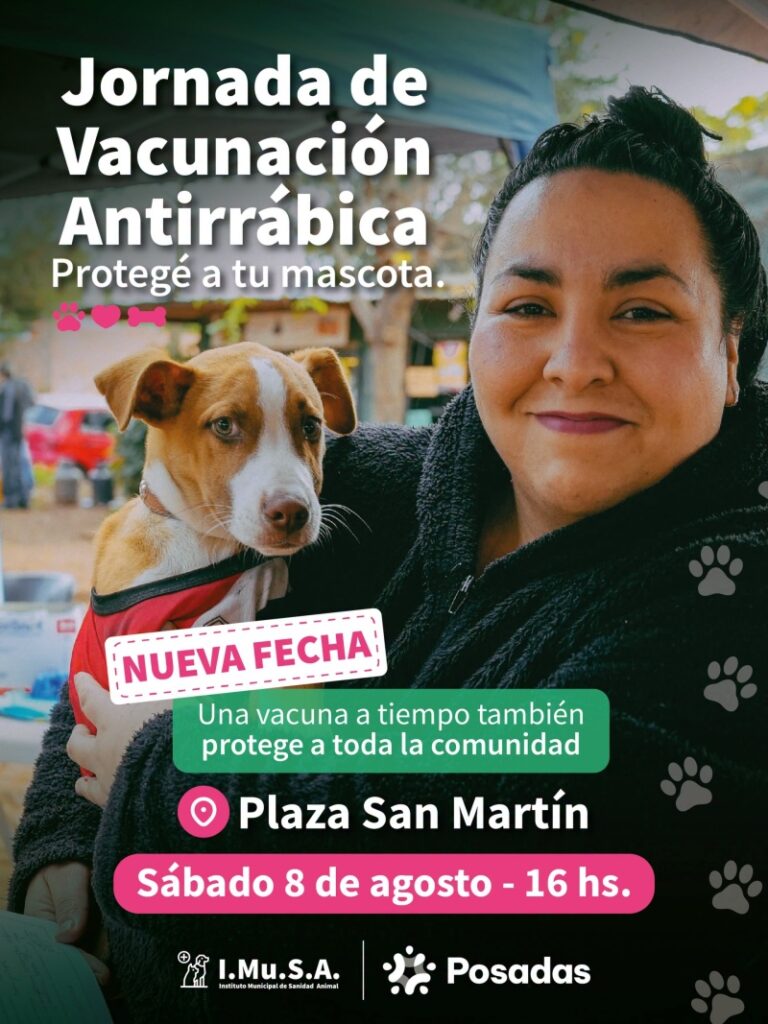 Rabia en Posadas: vacunación gratuita de mascotas este sábado en la Plaza San Martín