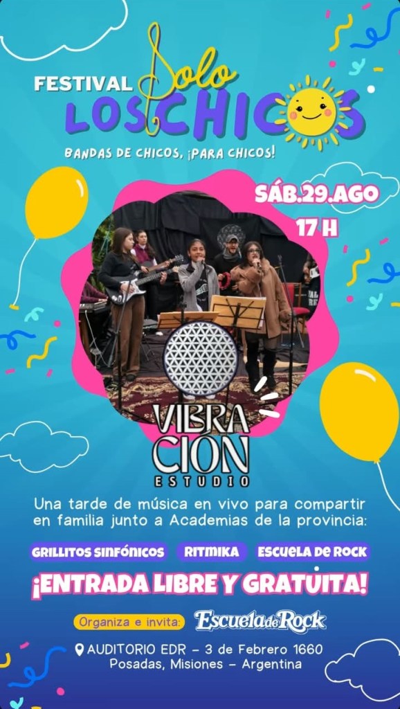 Cuatro academias de música de Posadas se unen en el Festival Solo los Chicos
