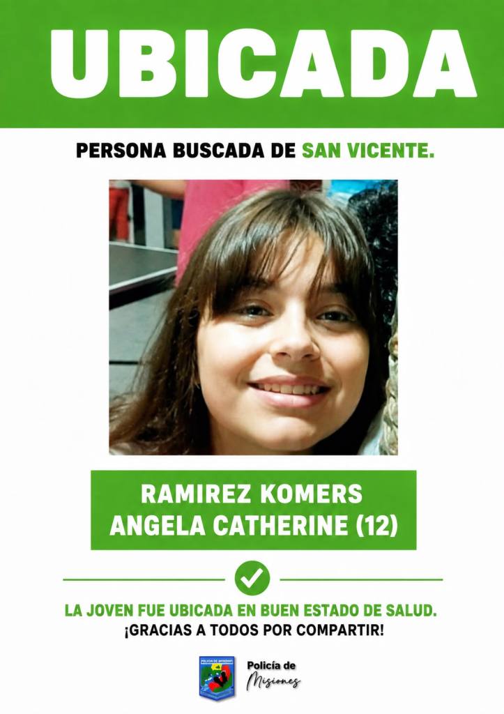 Encontraron a Ángela, la nena de 12 años que era buscada en San Vicente