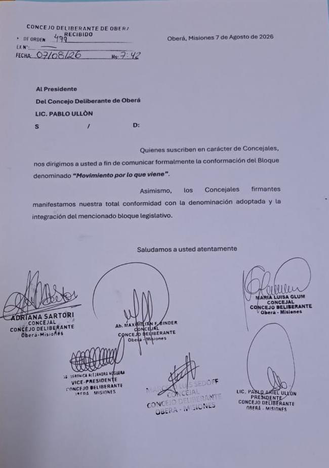 El bloque Movimiento por lo que Viene quedó formalizado en la Legislatura con 17 diputados…