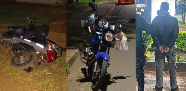 Chocó con otra moto en Posadas, escapó del lugar y fue detenido minutos después