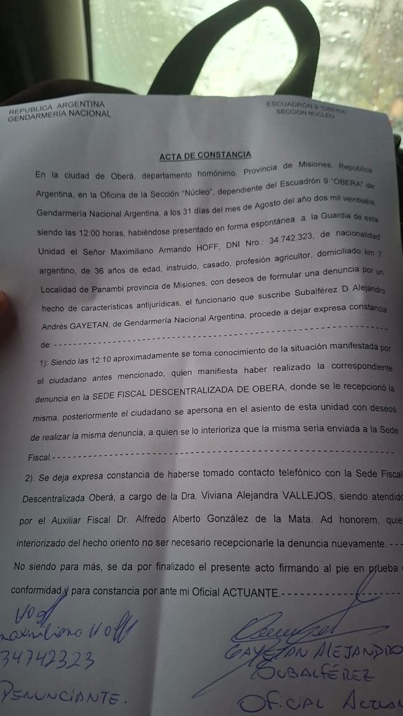 Un productor tabacalero de Panambí denunció el presunto ingreso de…