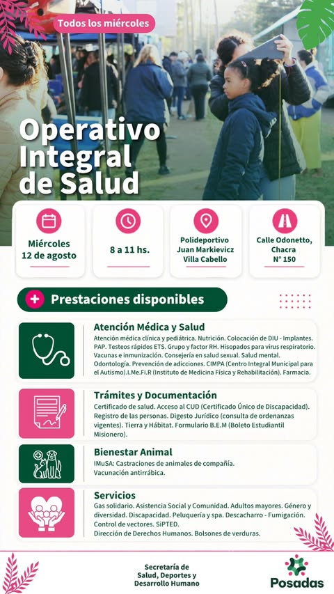 Operativo de salud gratuito en Villa Cabello: controles médicos, odontología y más servicios este miércoles