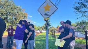 Una estrella amarilla marca el lugar donde murió Lucas Amarilla en Eldorado