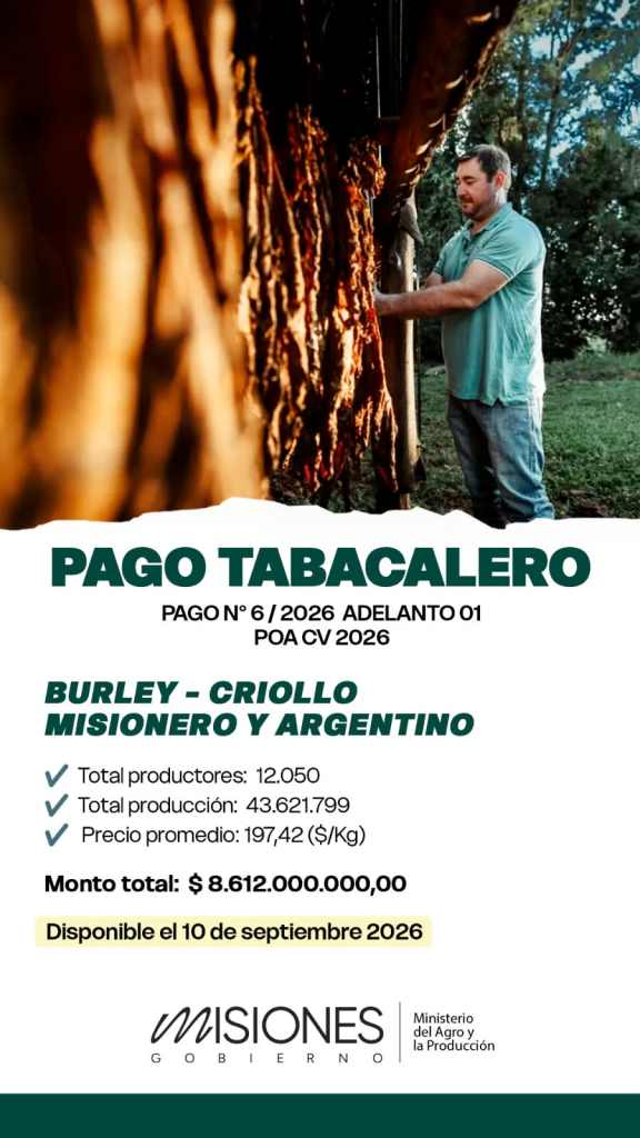 Más de 12.000 productores tabacaleros de Misiones recibirán un pago&hellip;