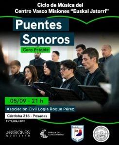 El Coro Estable del Parque del Conocimiento se presenta gratis este sábado en Posadas