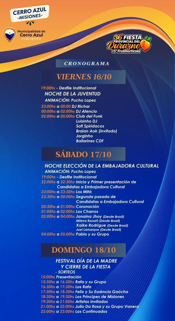 Cerro Azul celebra la 36ª Fiesta del Durazno con tres jornadas de música, producción y&hellip;